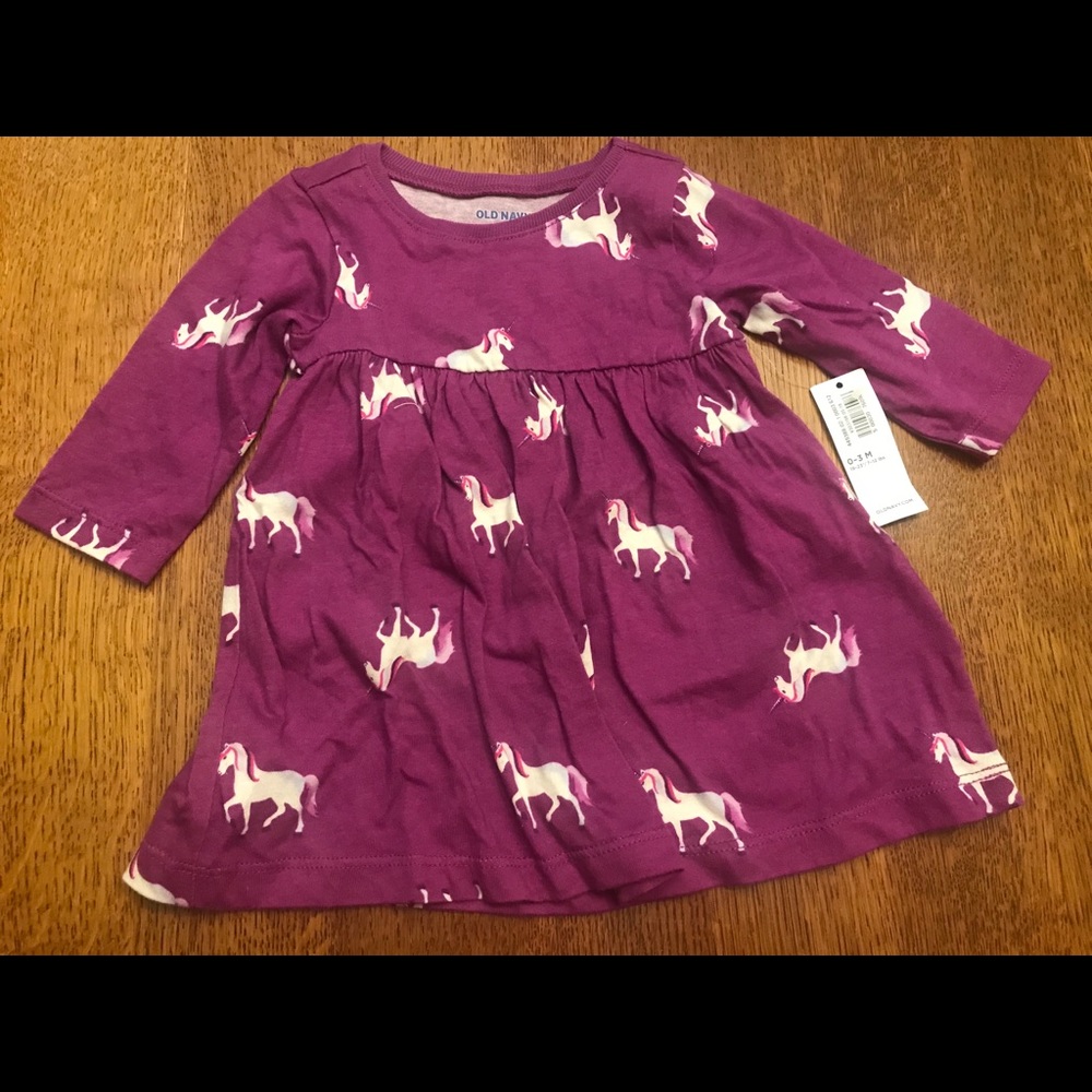 New NWT Baby Girl’s 0-3 Month Purple Unicorn Dress